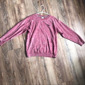 PINK TieDye Sweatshirt with Dog Logo - Medium